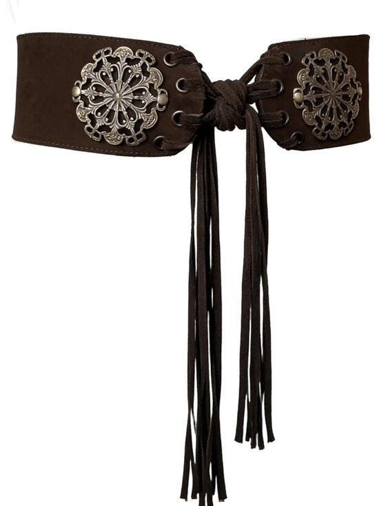 Accessories - Women's Vintage Disc Renaissance-Corset-Belt 3.15" W Western Suede-Cinch-Belts w